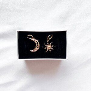 Golden Sun and Moon Celestial Hoop Earrings